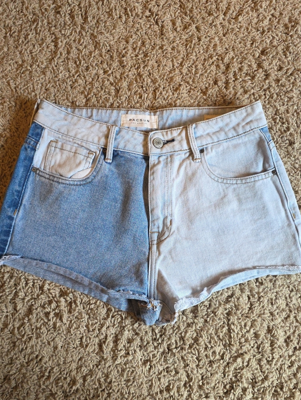 PacSun Two-Tone Light and Medium Blue Denim Shorts